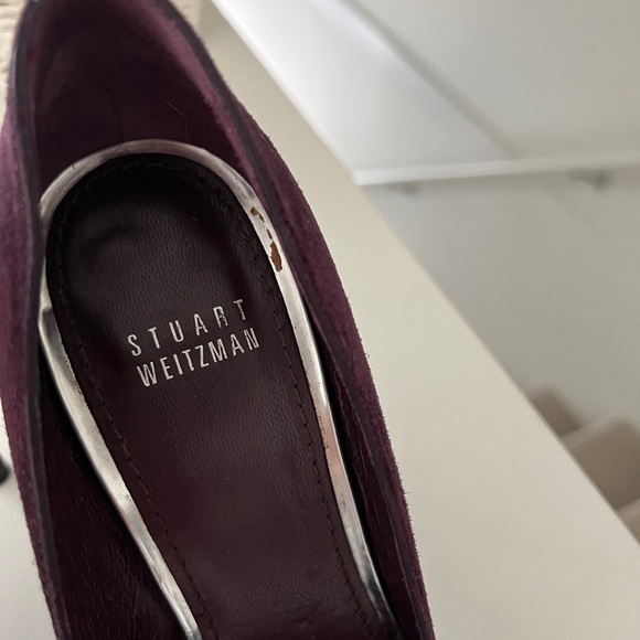Stuart Weitzman Burgundy Suede Pointed Toe Pumps – Size 8.5 - Picture 3 of 7